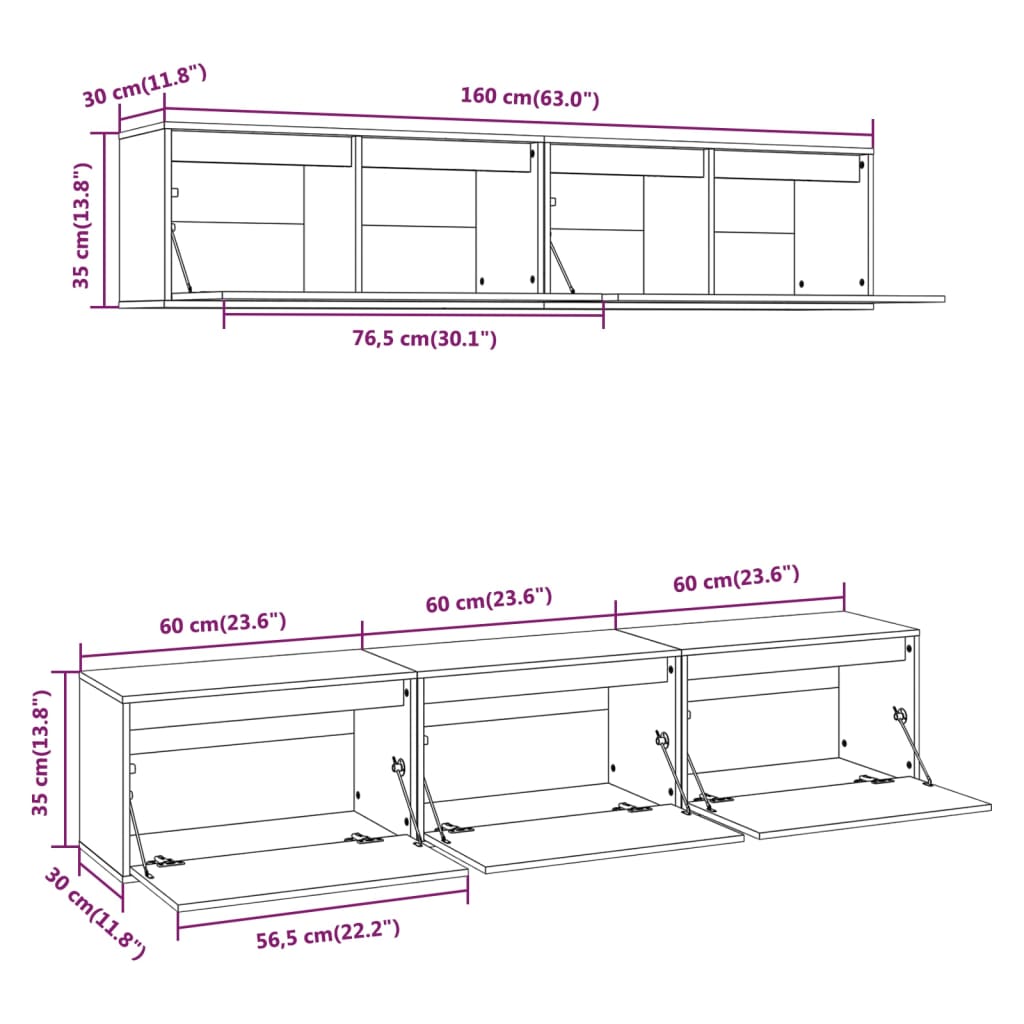 TV Cabinets 5 pcs White Solid Wood Pine