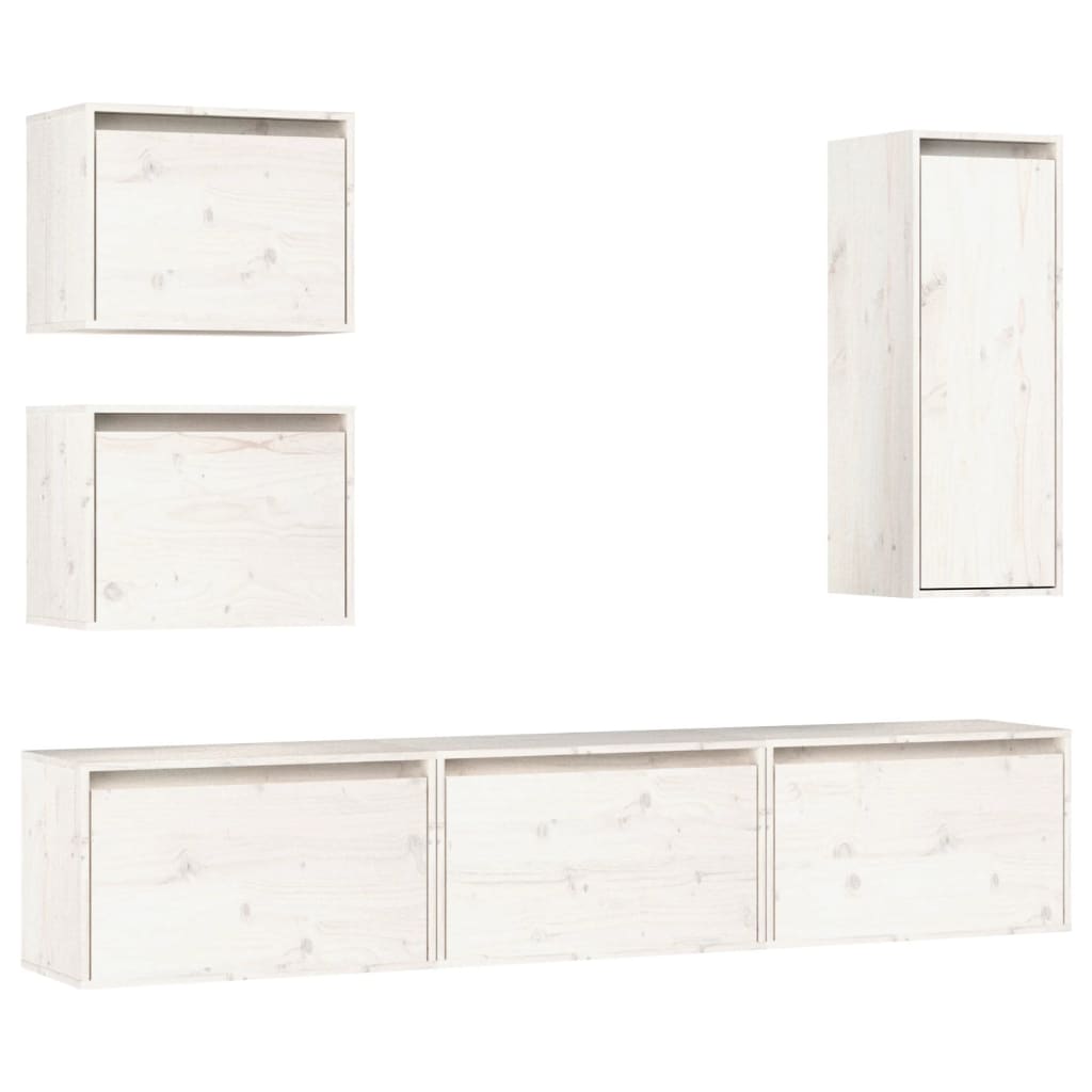 TV Cabinets 6 pcs White Solid Wood Pine
