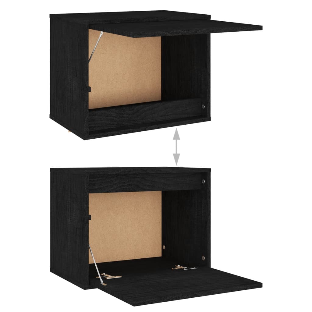 TV Cabinets 6 pcs Black Solid Wood Pine