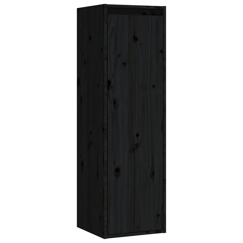 TV Cabinets 6 pcs Black Solid Wood Pine