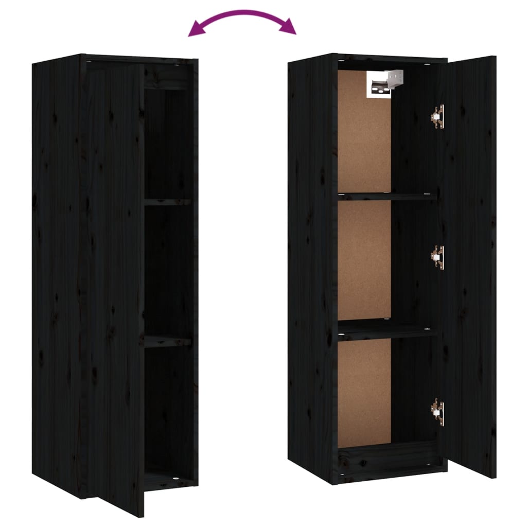 TV Cabinets 6 pcs Black Solid Wood Pine
