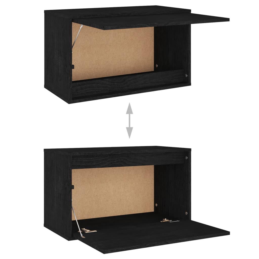 TV Cabinets 6 pcs Black Solid Wood Pine