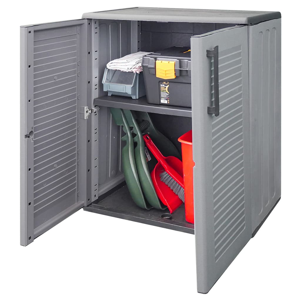 Garden Storage Cabinet Grey and Black 68x37x84 cm PP