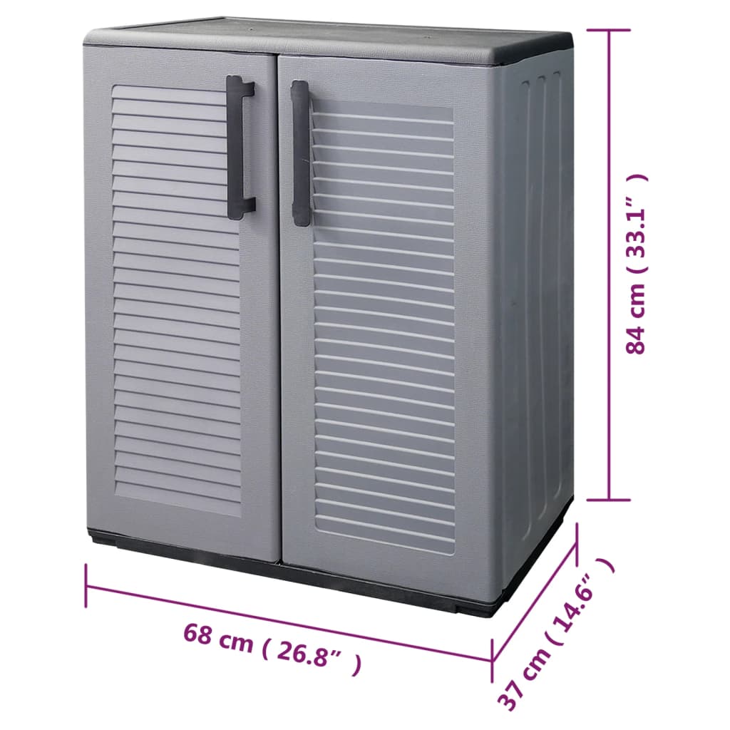 Garden Storage Cabinet Grey and Black 68x37x84 cm PP