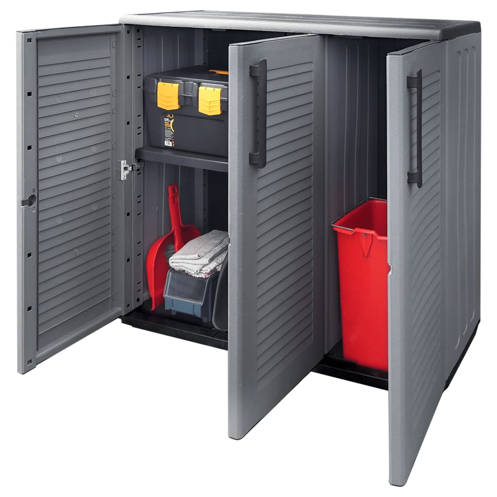 Garden Storage Cabinet Grey and Black 102x37x84 cm PP