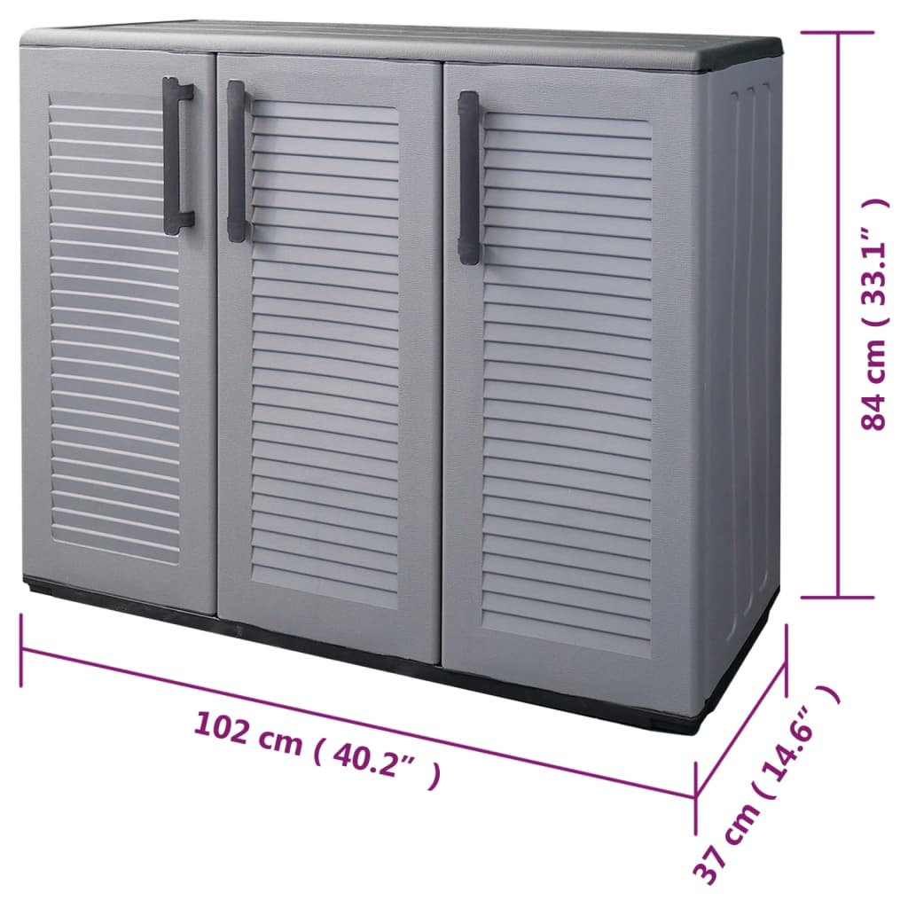 Garden Storage Cabinet Grey and Black 102x37x84 cm PP