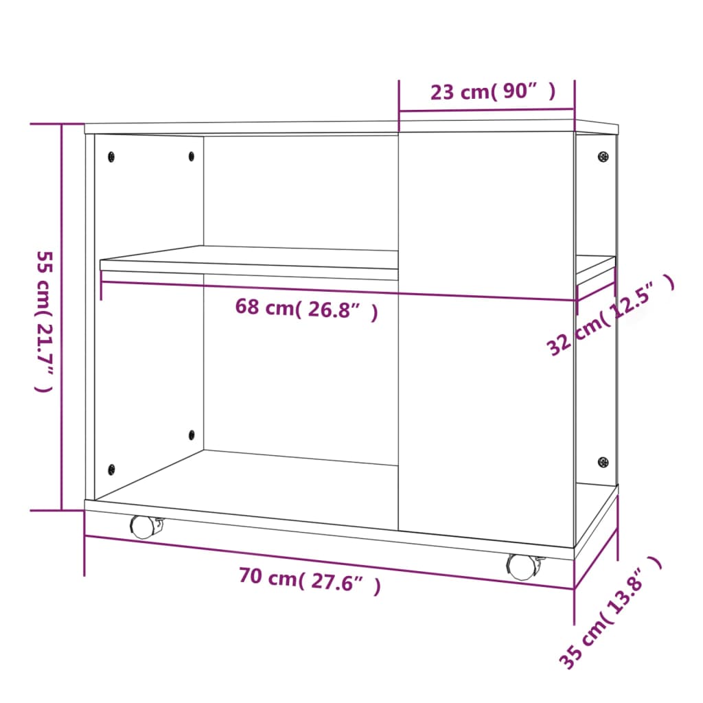 Side Table Grey Sonoma 70x35x55 cm Engineered Wood