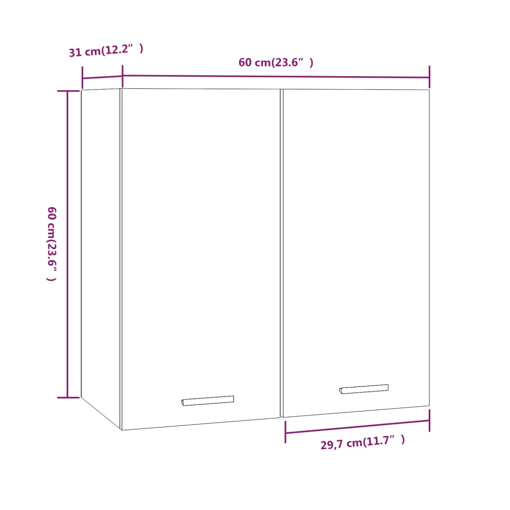 Hanging Cabinet Lyon Grey Sonoma 60x31x60 cm Engineered Wood