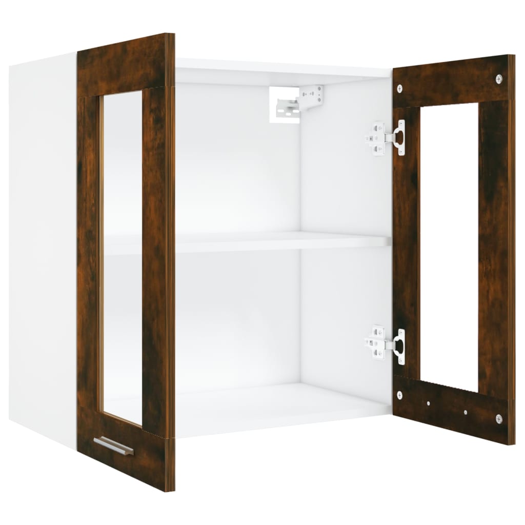 Hanging Glass Cabinet Smoked Oak 60x31x60 cm Engineered Wood