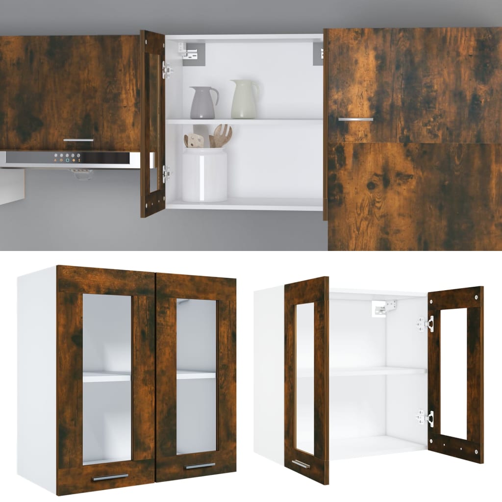 Hanging Glass Cabinet Smoked Oak 60x31x60 cm Engineered Wood
