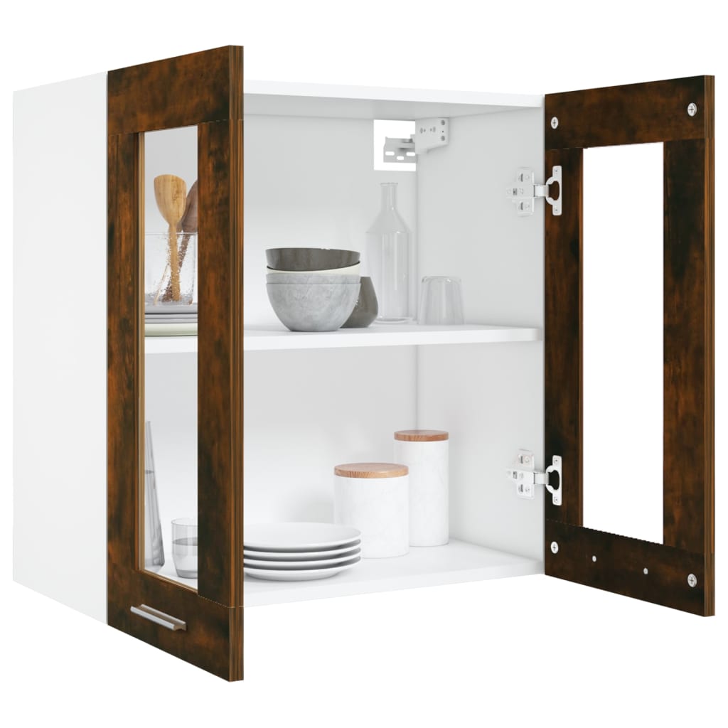 Hanging Glass Cabinet Smoked Oak 60x31x60 cm Engineered Wood