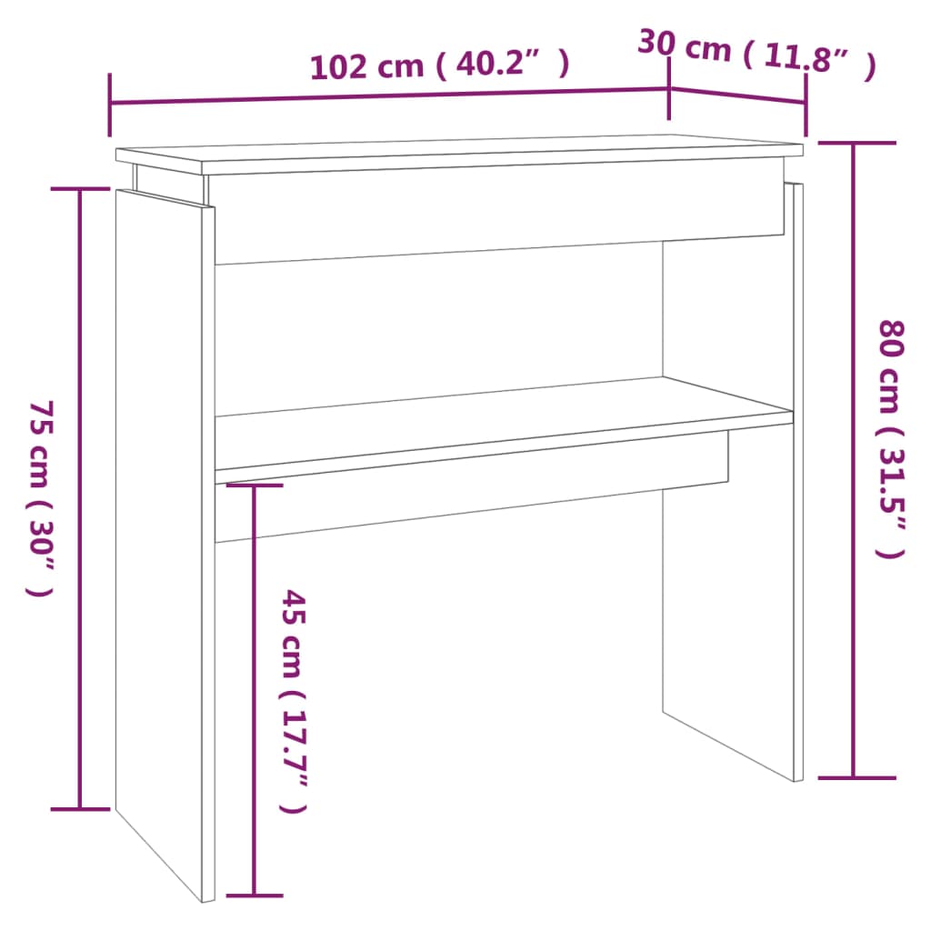 Console Table Grey Sonoma 102x30x80 cm Engineered Wood