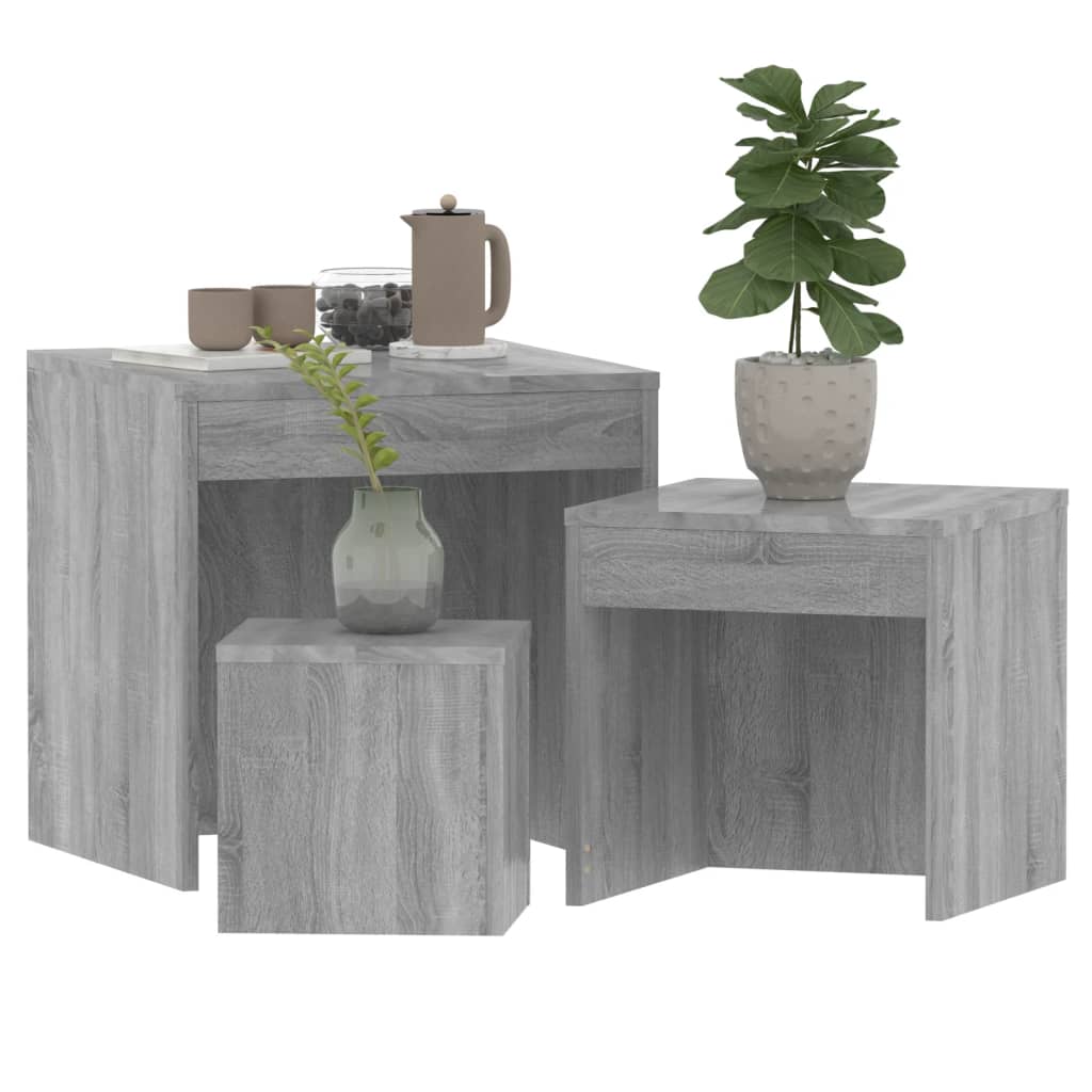 Nesting Tables 3 pcs Grey Sonoma Engineered Wood