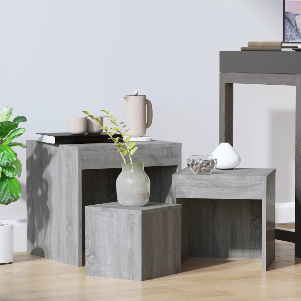 Nesting Tables 3 pcs Grey Sonoma Engineered Wood