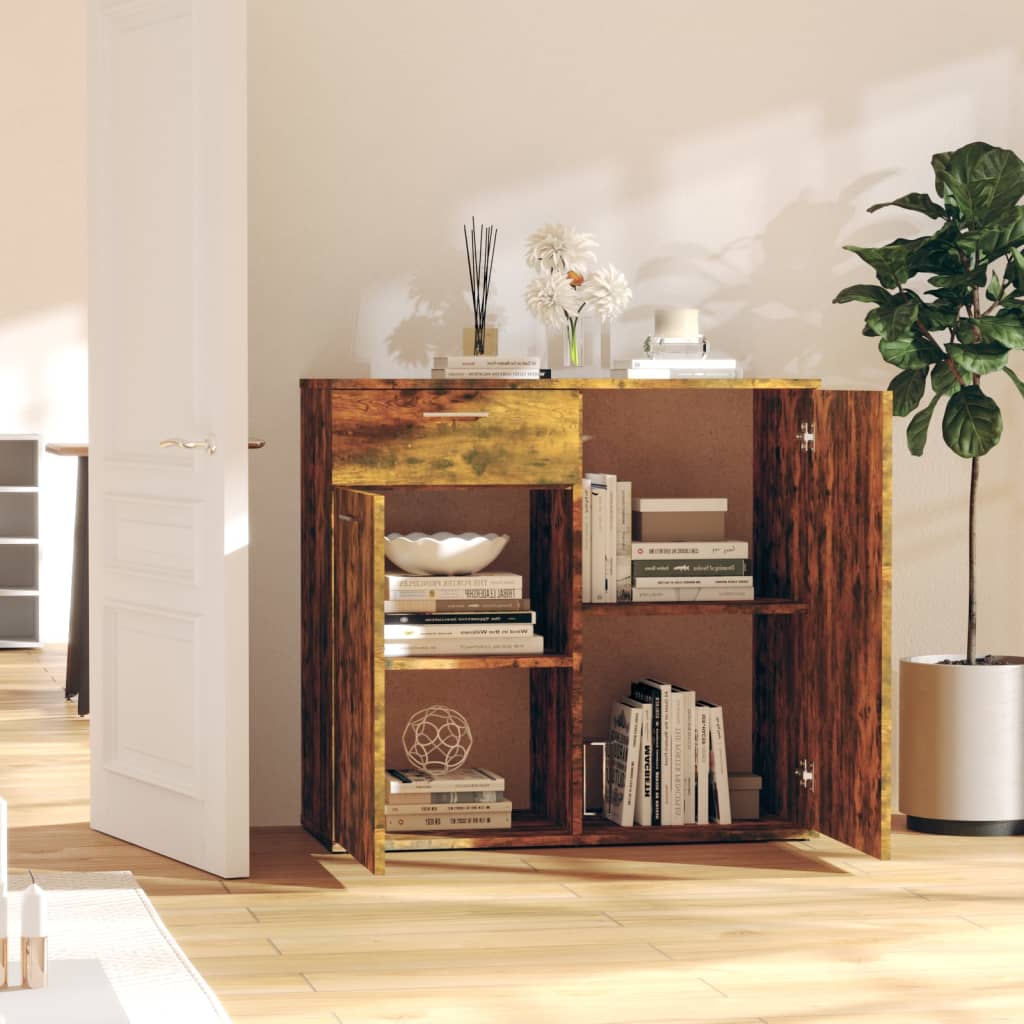 Sideboard Smoked Oak 80x36x75 cm Engineered Wood