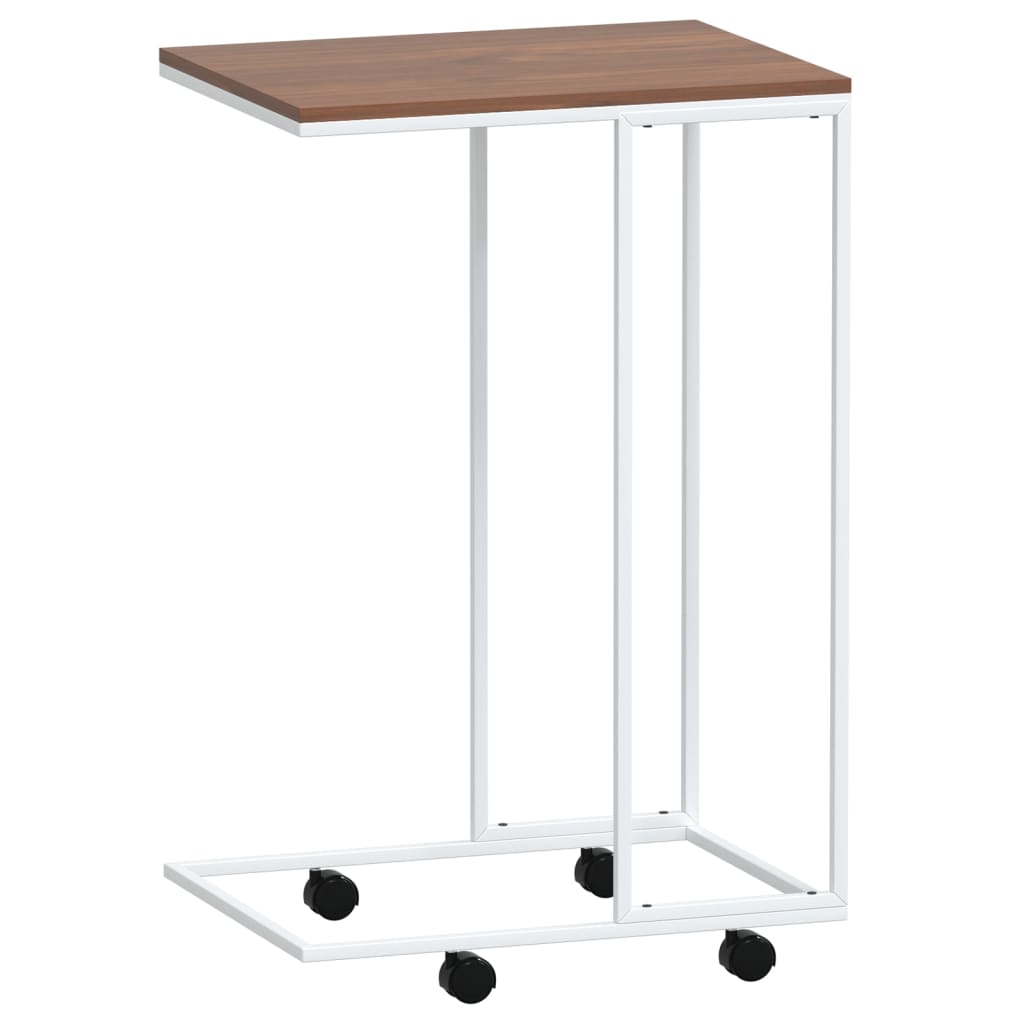 Side Table with Wheels White 40x30x63.5 cm Engineered Wood