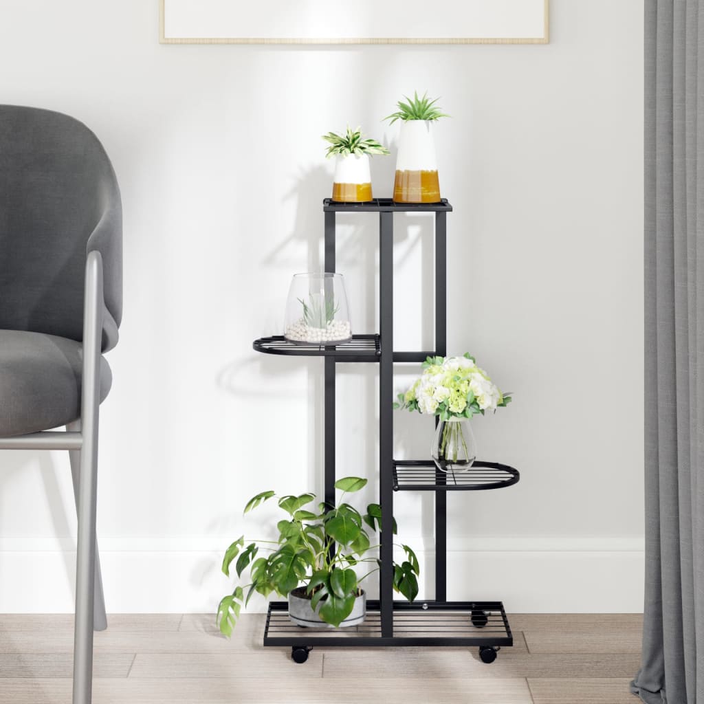 5-Floor Flower Stand With Wheels 44X23X100 Cm Iron