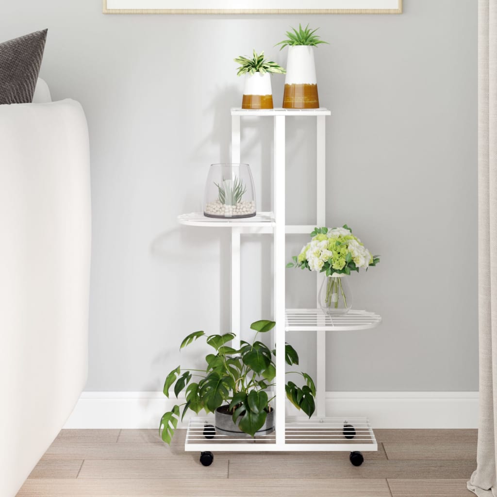 5-Floor Flower Stand With Wheels 44X23X100 Cm Iron