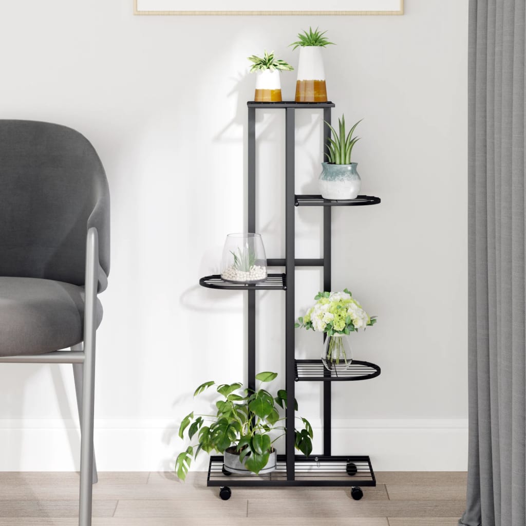 5-Floor Flower Stand With Wheels 44X23X100 Cm Iron