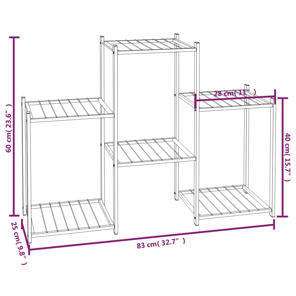 Flower Stand 83X25X60 Cm Black Iron