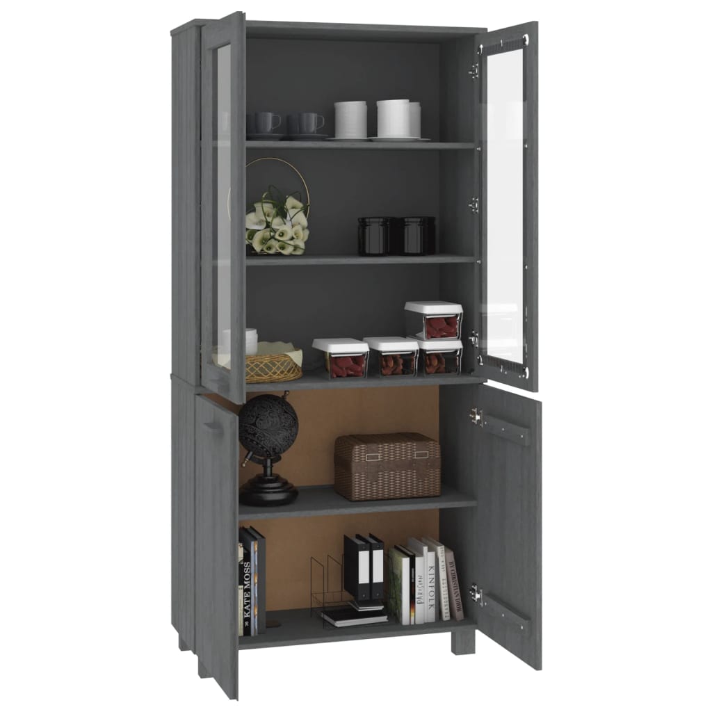 Highboard HAMAR Solid Wood Pine Dark Grey