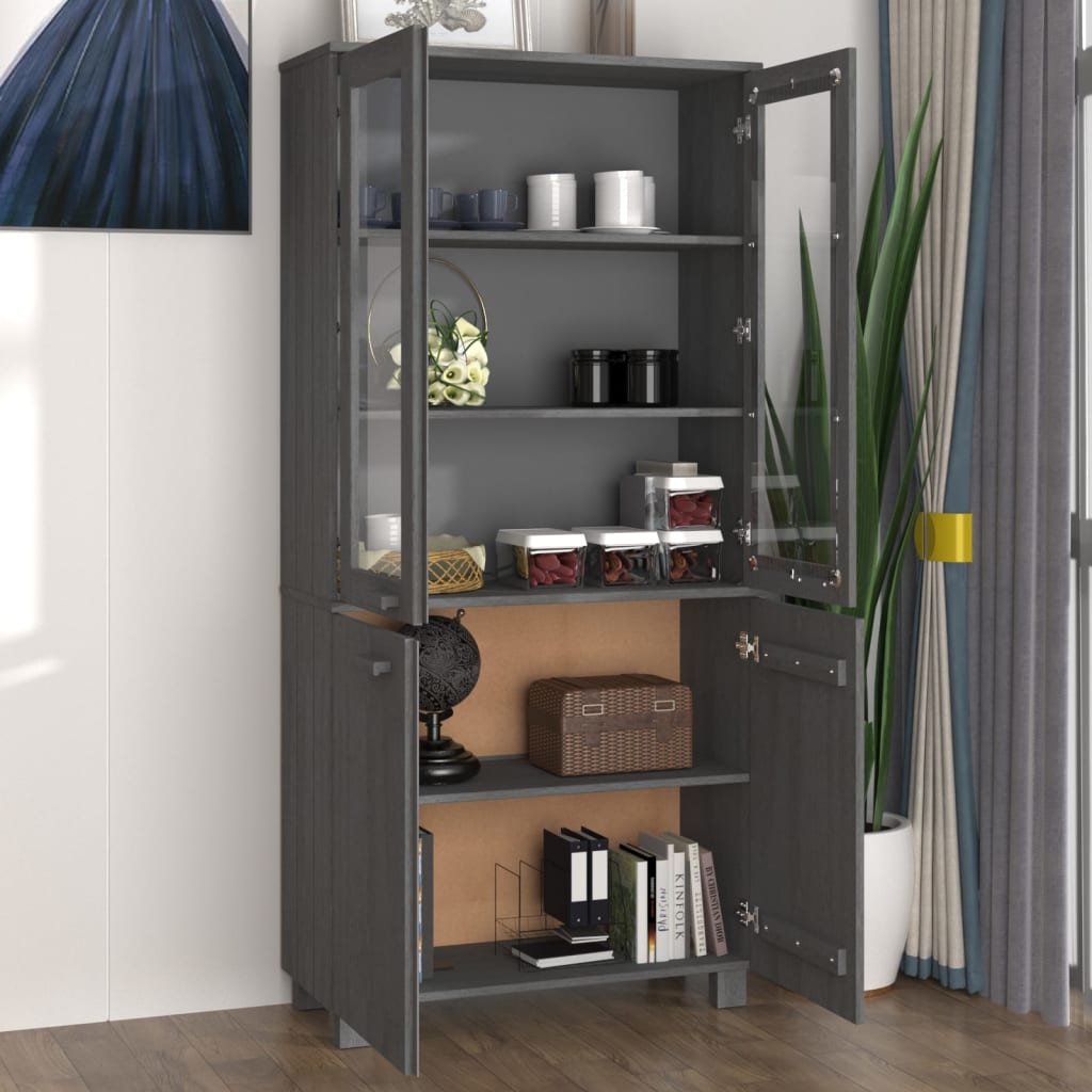Highboard HAMAR Solid Wood Pine Dark Grey