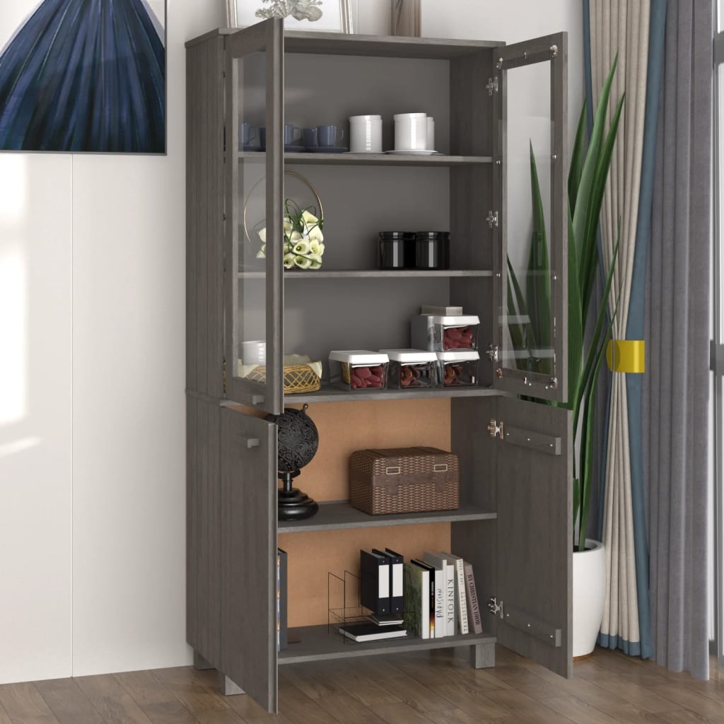 Highboard HAMAR Solid Wood Pine Light Grey