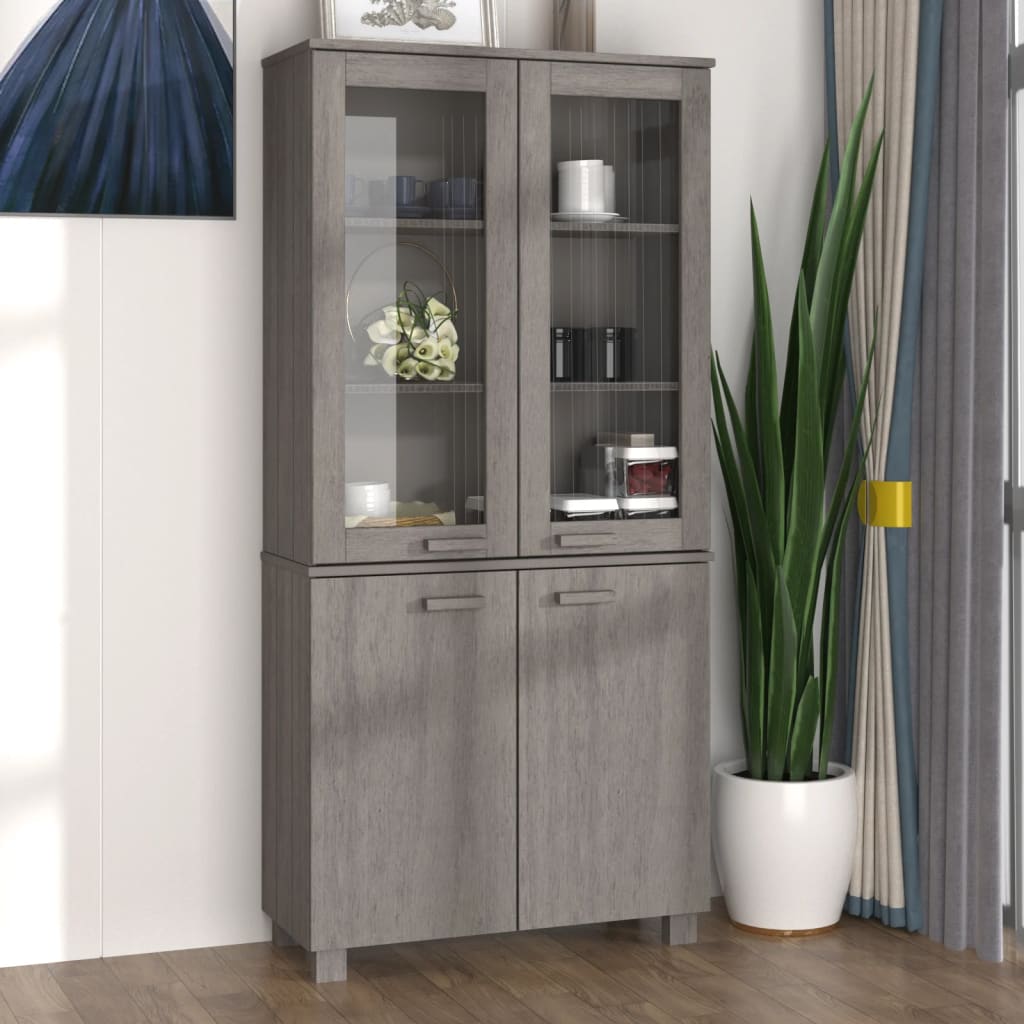 Highboard HAMAR Solid Wood Pine Light Grey
