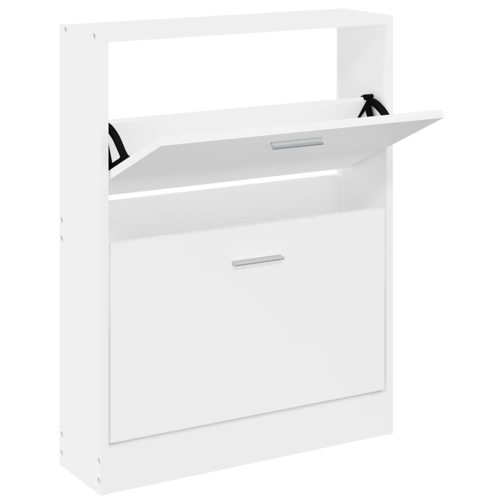 Modern Wooden Shoe Storage Flip Doors Cabinet With 2 Drawers Shoes Organiser Wood