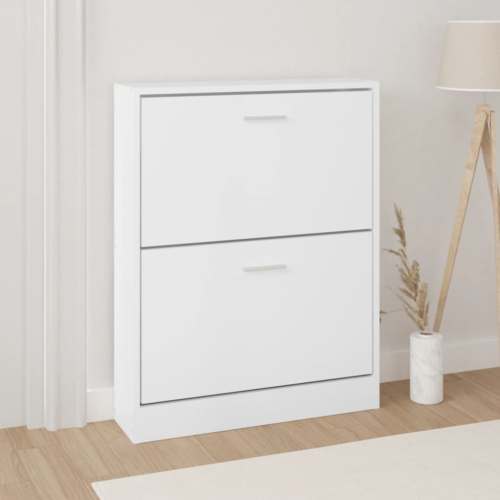 Modern Wooden Shoe Storage Flip Doors Cabinet With 2 Drawers Shoes Organiser Wood