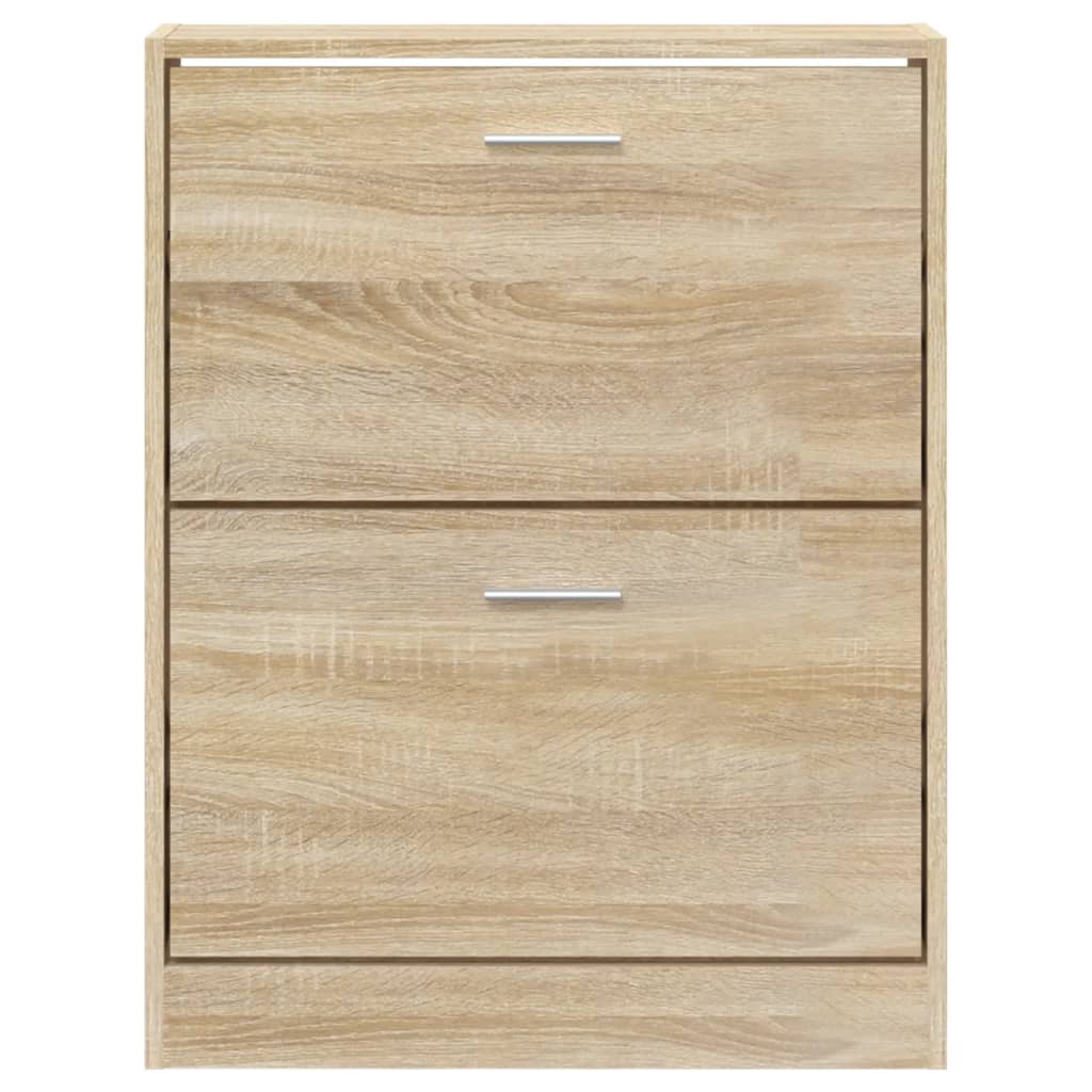 Modern Wooden Shoe Storage Flip Doors Cabinet With 2 Drawers Shoes Organiser Wood