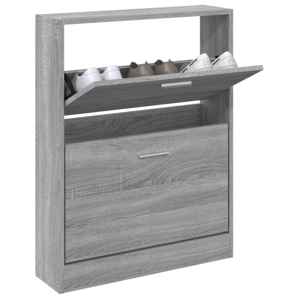 Modern Wooden Shoe Storage Flip Doors Cabinet With 2 Drawers Shoes Organiser Wood