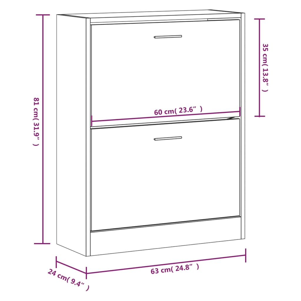 Shoe Cabinet Grey Sonoma 63x24x81 cm Engineered Wood