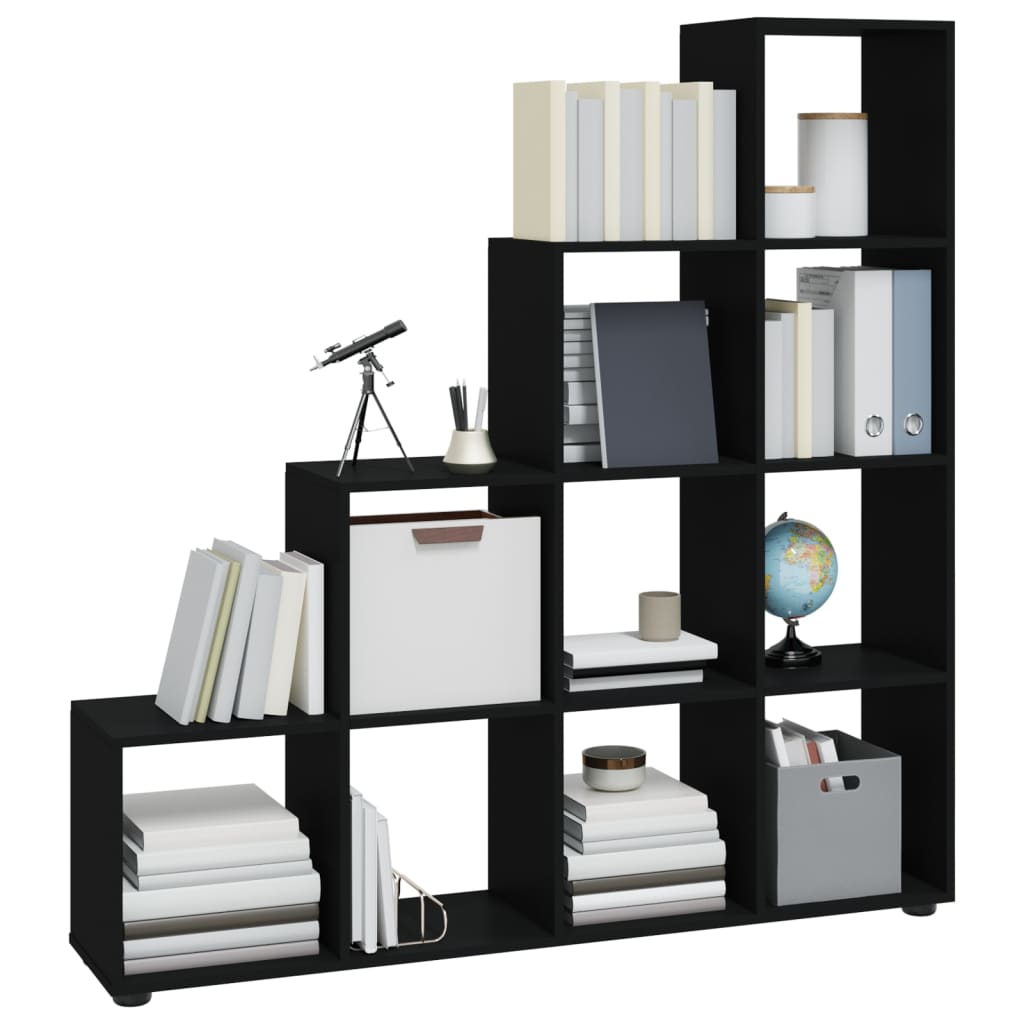 Staircase Bookcase Black 142 cm Engineered Wood