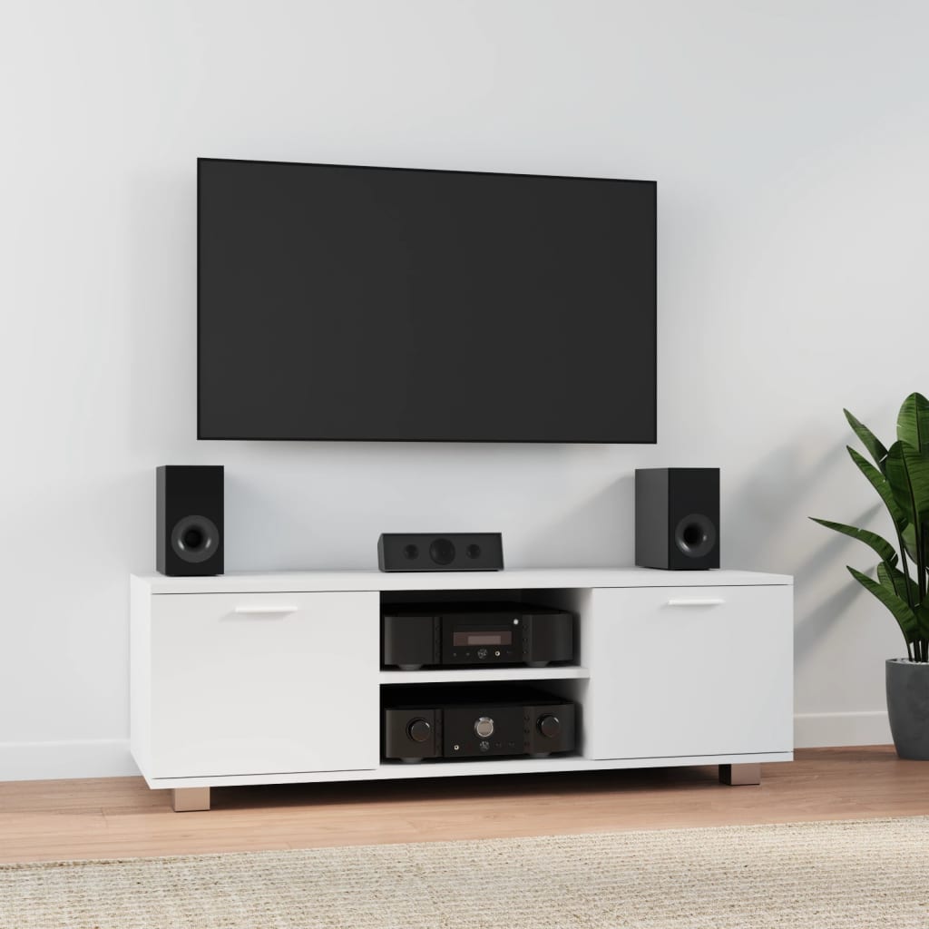 Modern Wooden 47 Inch TV Tele Stand Unit Cabinet With 2 Doors & Open Storage