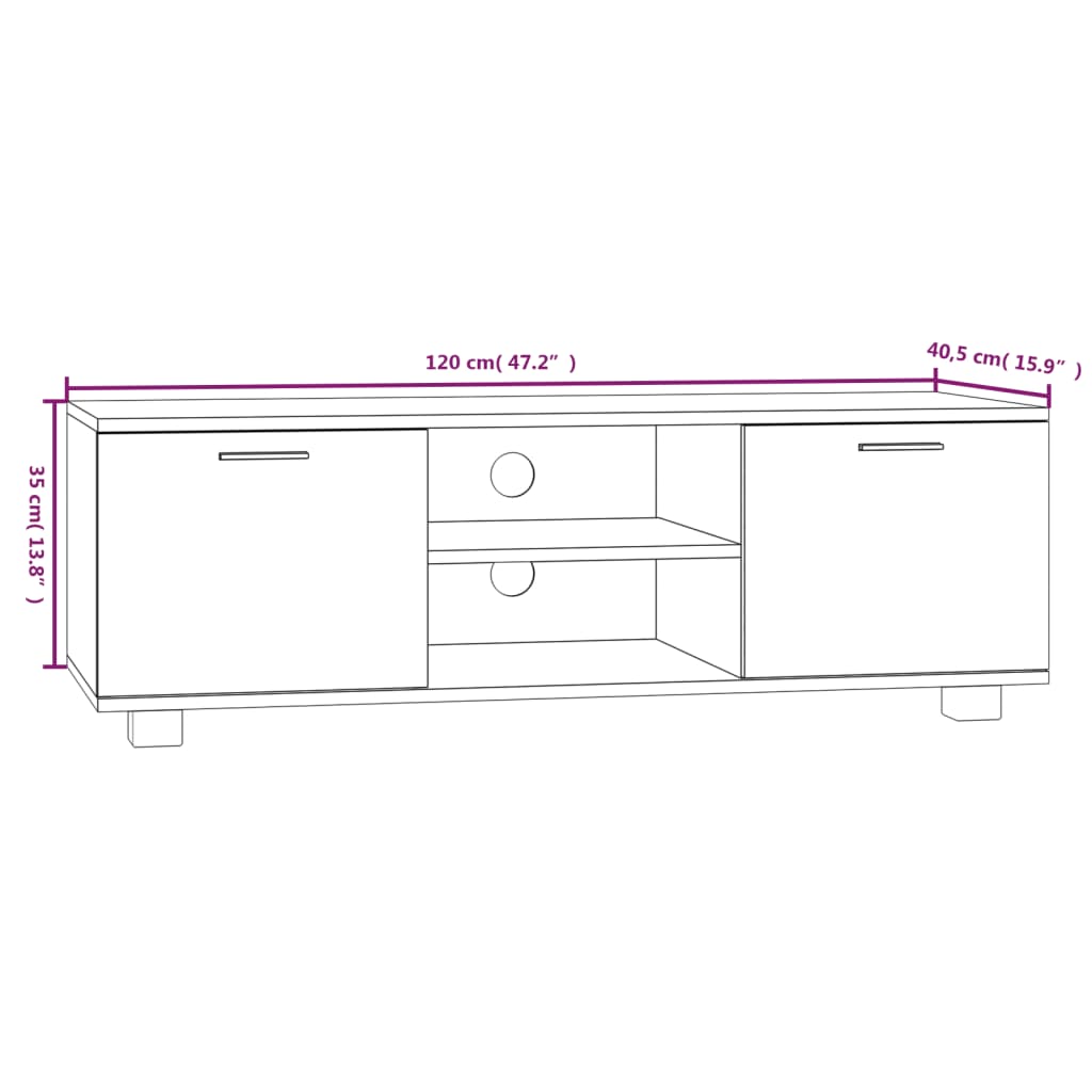 Modern Wooden 47 Inch TV Tele Stand Unit Cabinet With 2 Doors & Open Storage