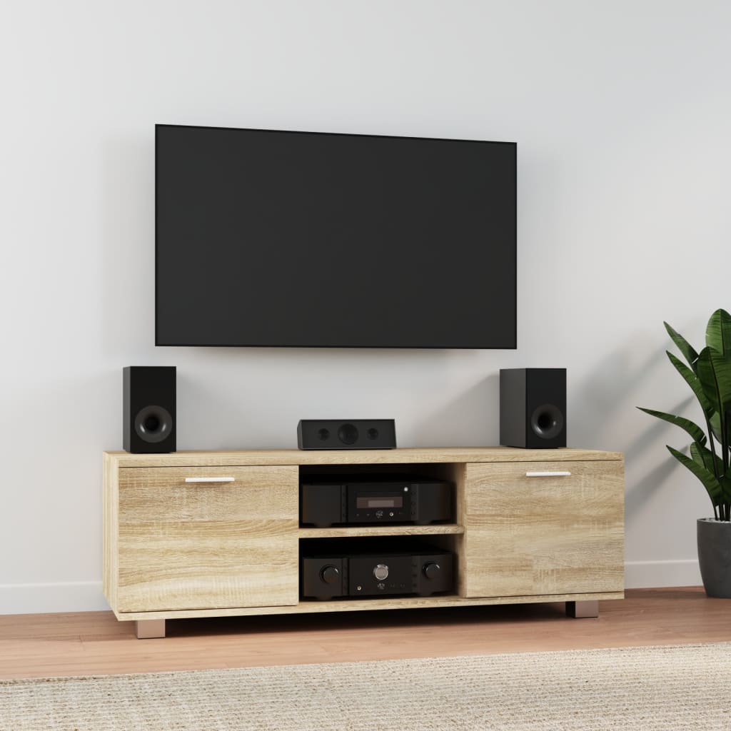 Modern Wooden 47 Inch TV Tele Stand Unit Cabinet With 2 Doors & Open Storage