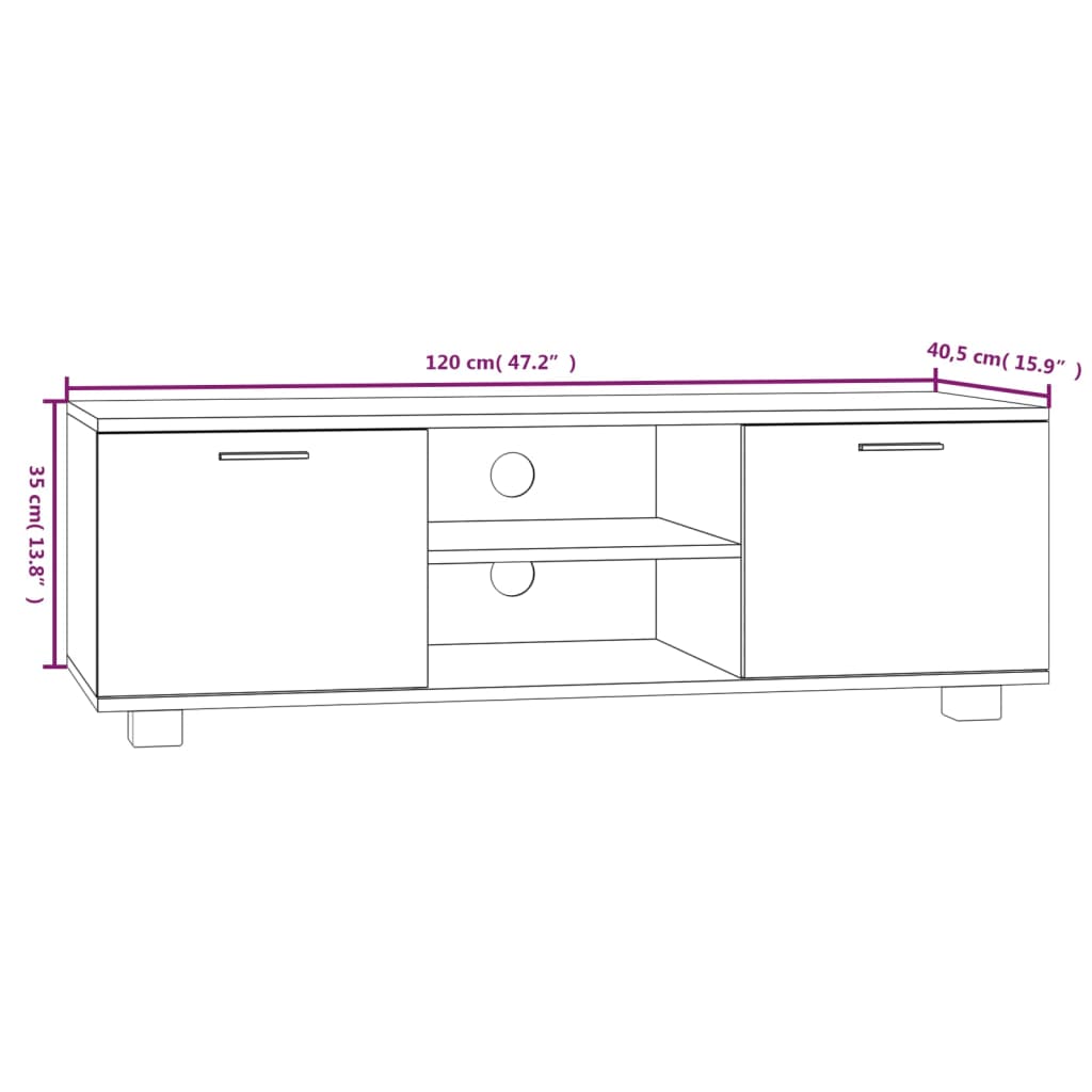Modern Wooden 47 Inch TV Tele Stand Unit Cabinet With 2 Doors & Open Storage