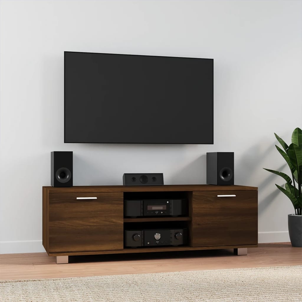 Modern Wooden 47 Inch TV Tele Stand Unit Cabinet With 2 Doors & Open Storage