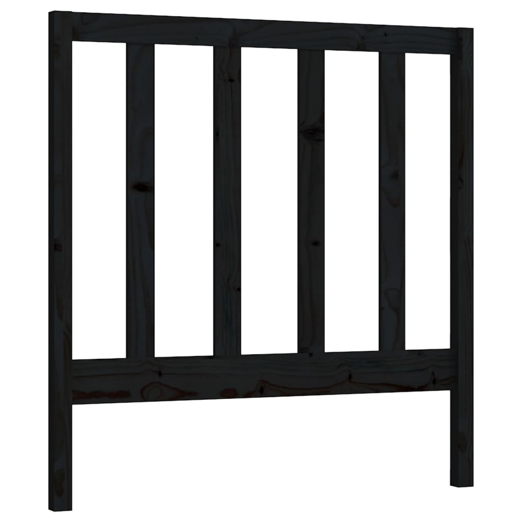 Bed Headboard Black 81x4x100 cm Solid Wood Pine