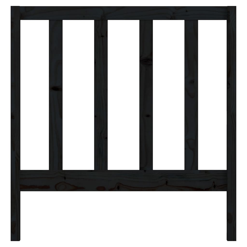 Bed Headboard Black 81x4x100 cm Solid Wood Pine