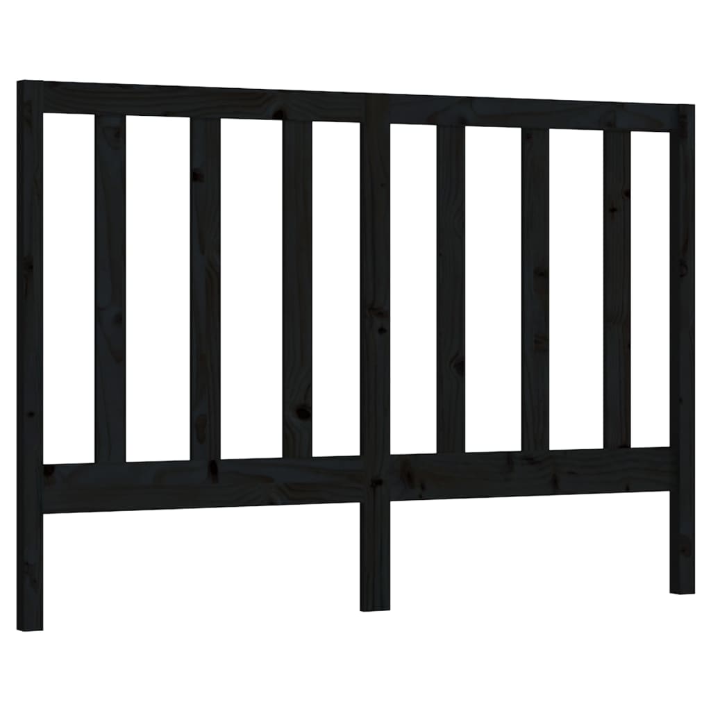 Bed Headboard Black 126x4x100 cm Solid Wood Pine