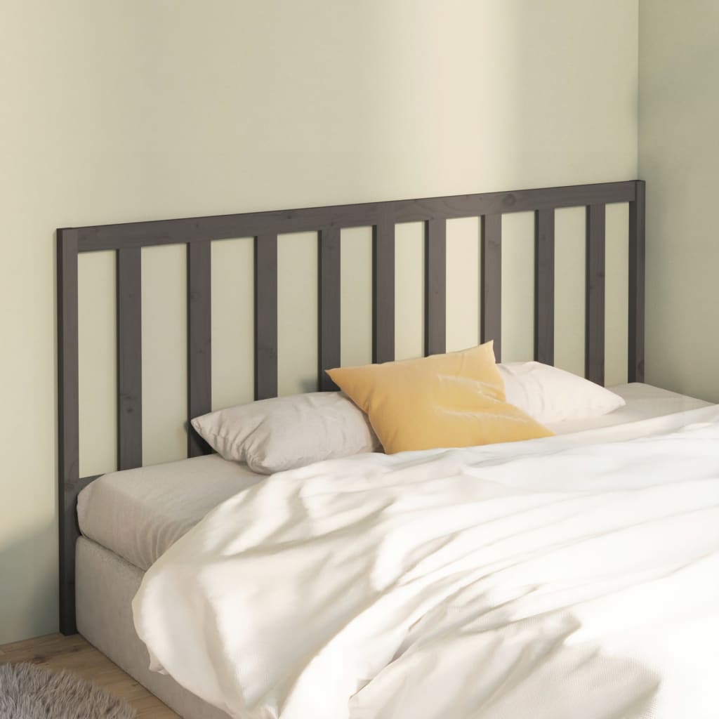 Bed Headboard Grey 186x4x100 cm Solid Wood Pine