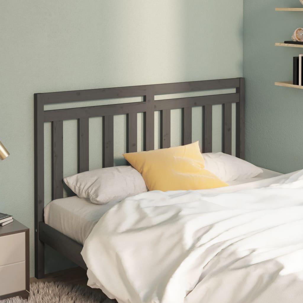 Bed Headboard Grey 156x4x100 cm Solid Wood Pine