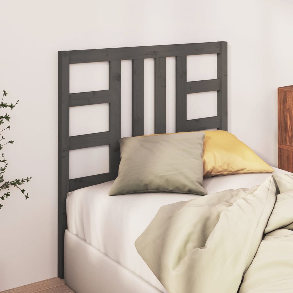 Bed Headboard Grey 96x4x100 cm Solid Wood Pine