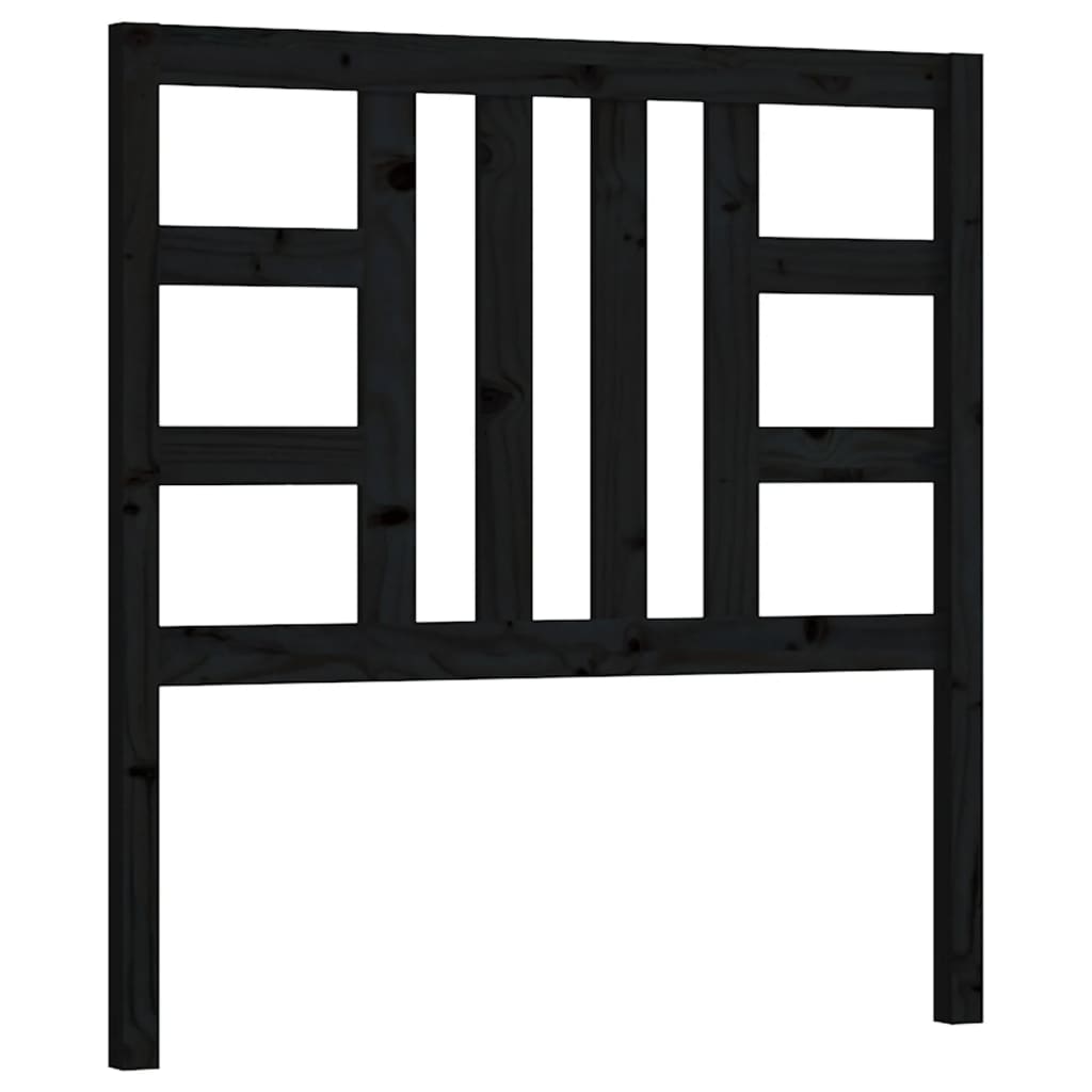 Bed Headboard Black 106x4x100 cm Solid Wood Pine