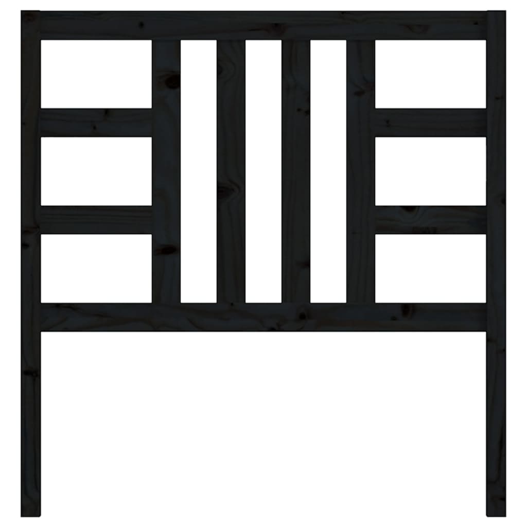 Bed Headboard Black 106x4x100 cm Solid Wood Pine