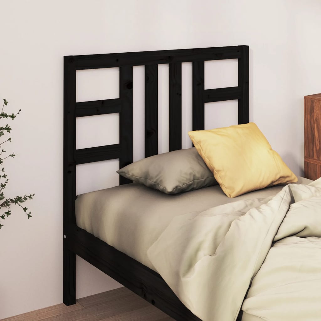 Bed Headboard Black 106x4x100 cm Solid Wood Pine