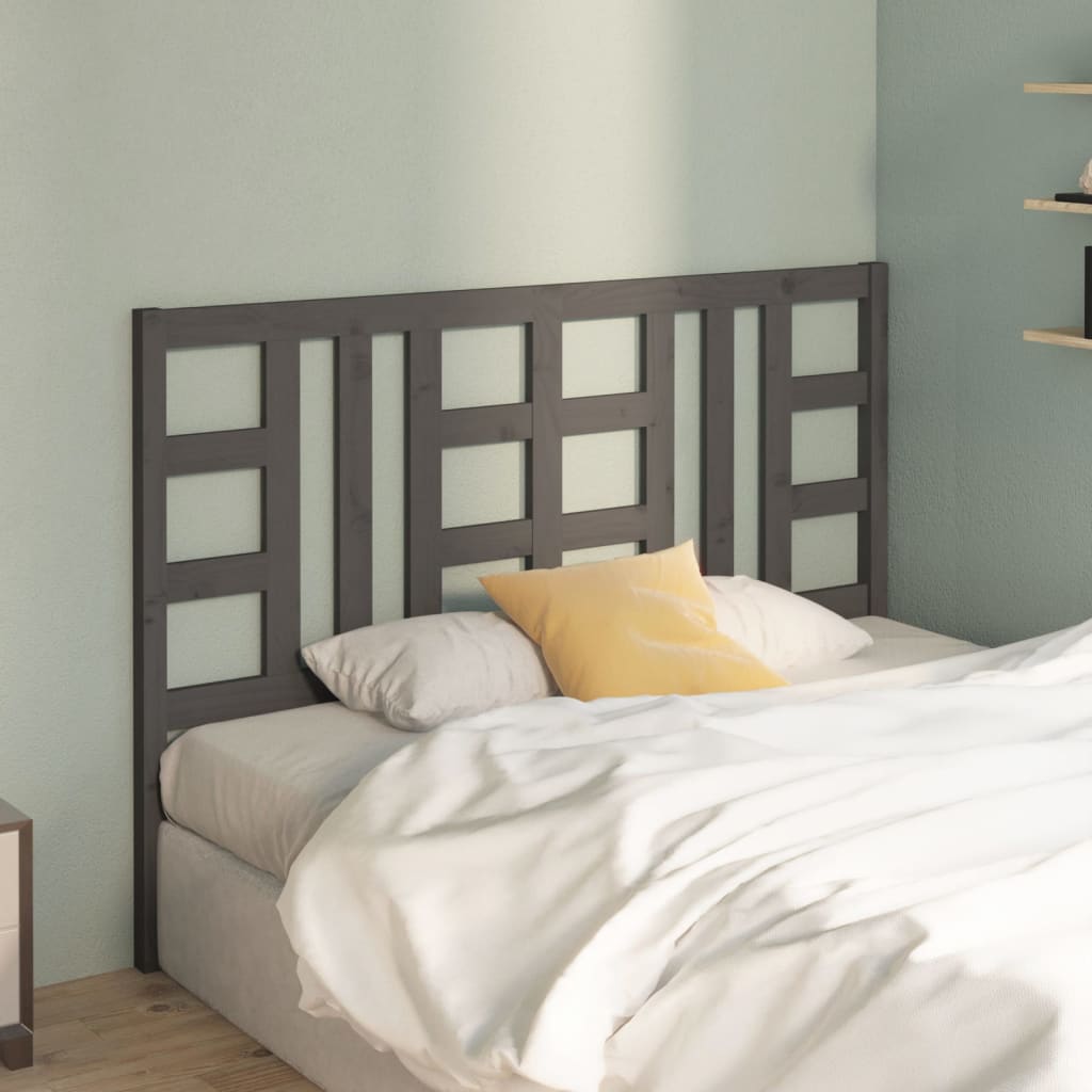 Bed Headboard Grey 126x4x100 cm Solid Wood Pine