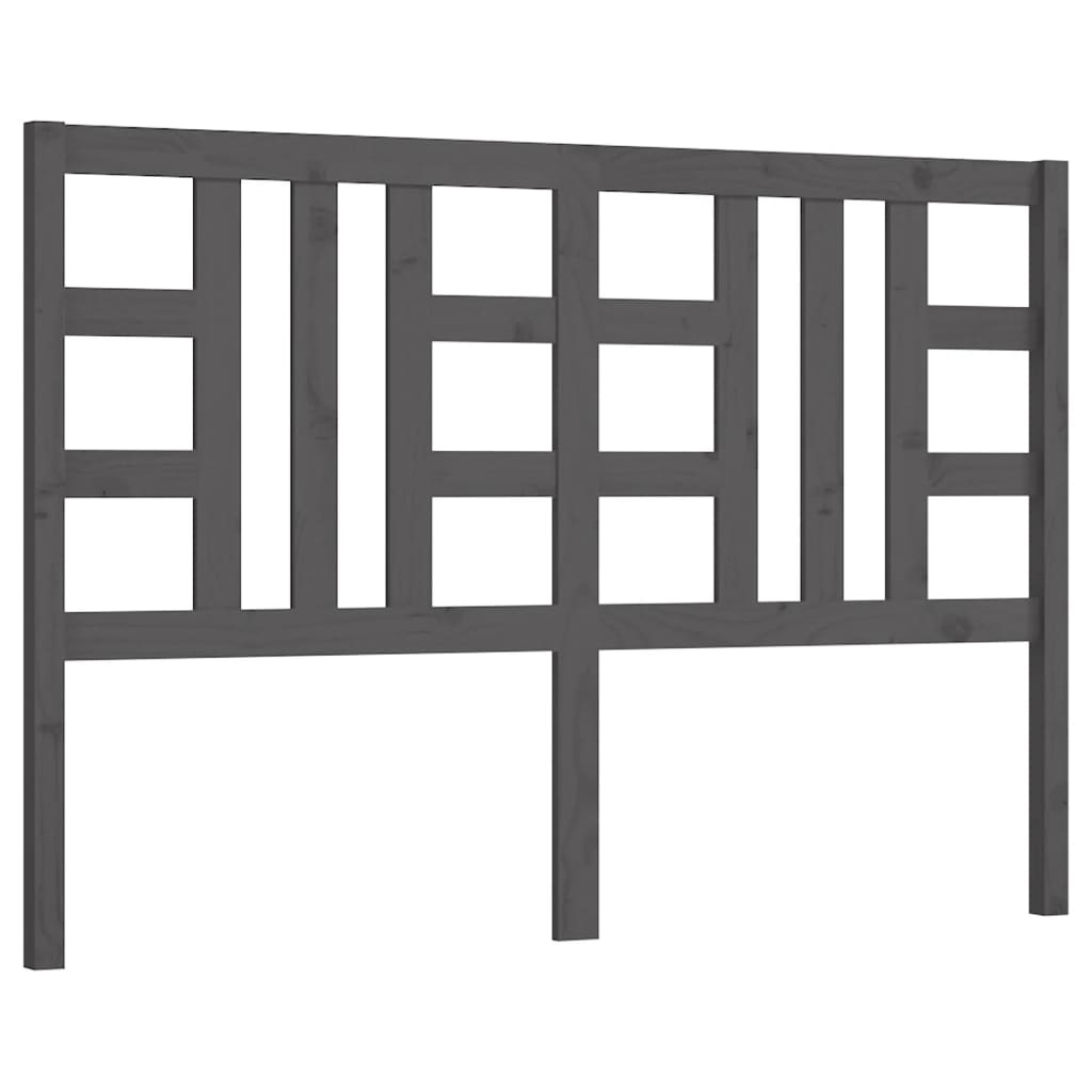 Bed Headboard Grey 146x4x100 cm Solid Wood Pine